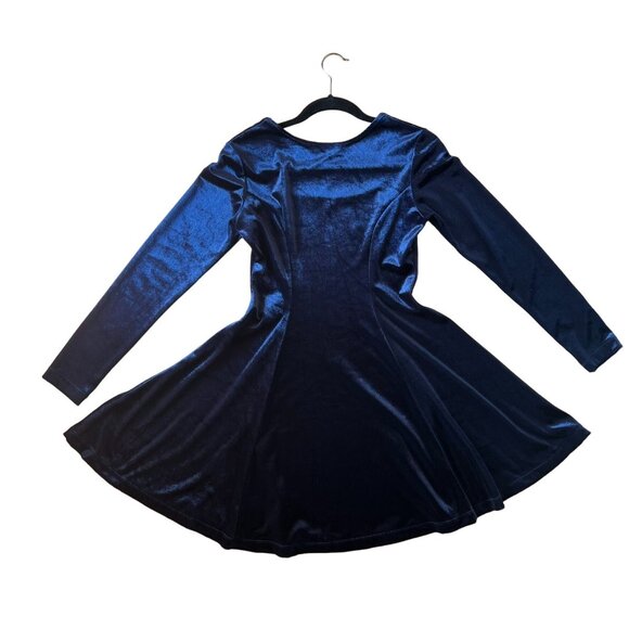 Y2K Jumping Joy Blue Velvet Dress Sz M Long Sleeve - Picture 8 of 8